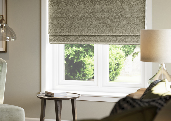 William Morris At Home Strawberry Thief, Woven Sage - Twist&Fit Roman Blind - Image 5